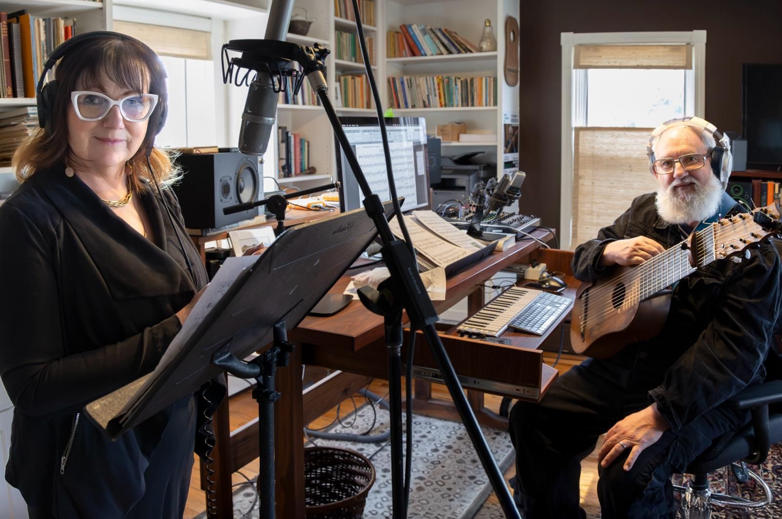 Éilís and Peter in the studio.